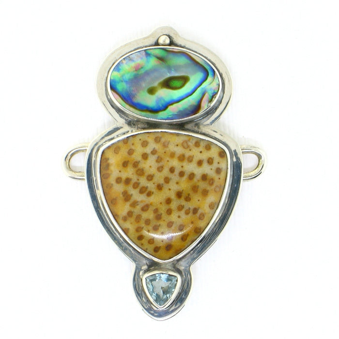 Tabra Paua, Palmwood & Topaz Charm