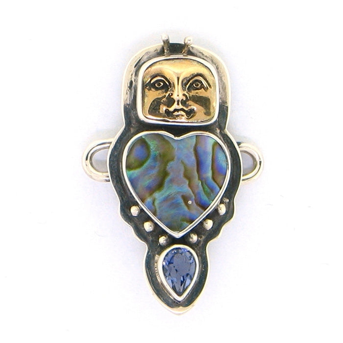 Tabra Bronze Bug Goddess, Paua Shell & Iolite