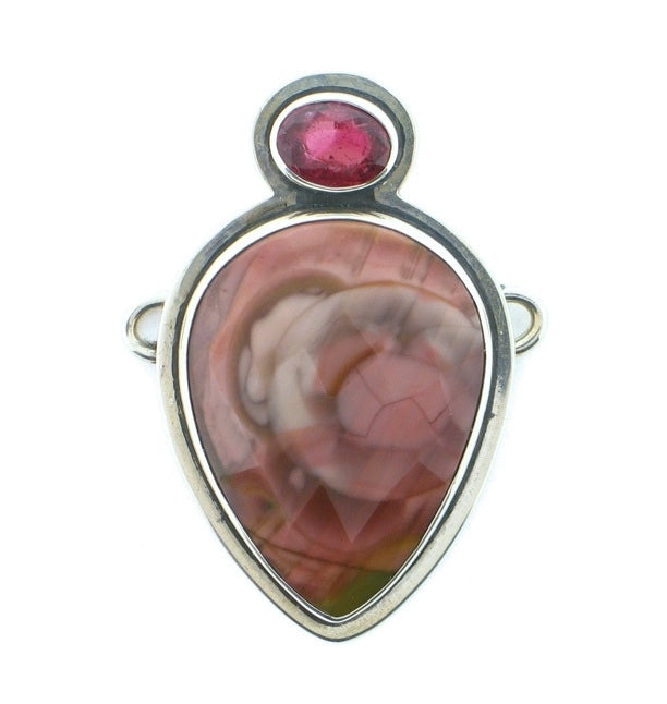Tabra Mauve Agate Faceted and Pink Tourmaline Charm