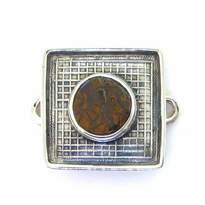 Tabra Boulder Opal Silver Emboss Charm