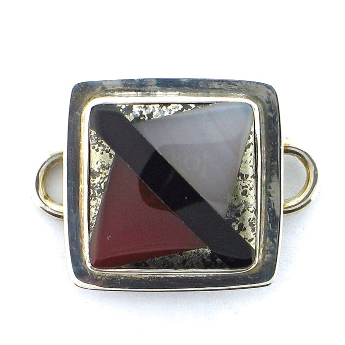 Tabra Hematite, Onyx and Carnelian Charm