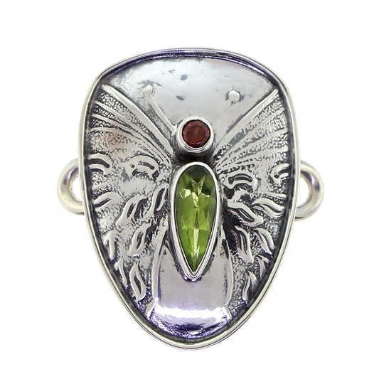 Tabra Butterly Charm with Garnet & Peridot