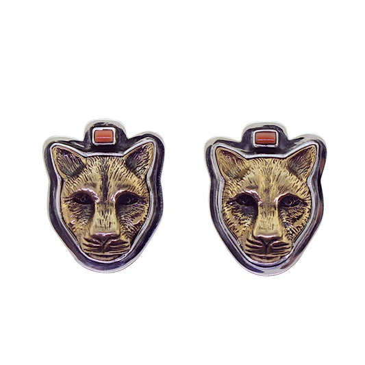 Tabra Bronze Jaguar Coral Post Earrings