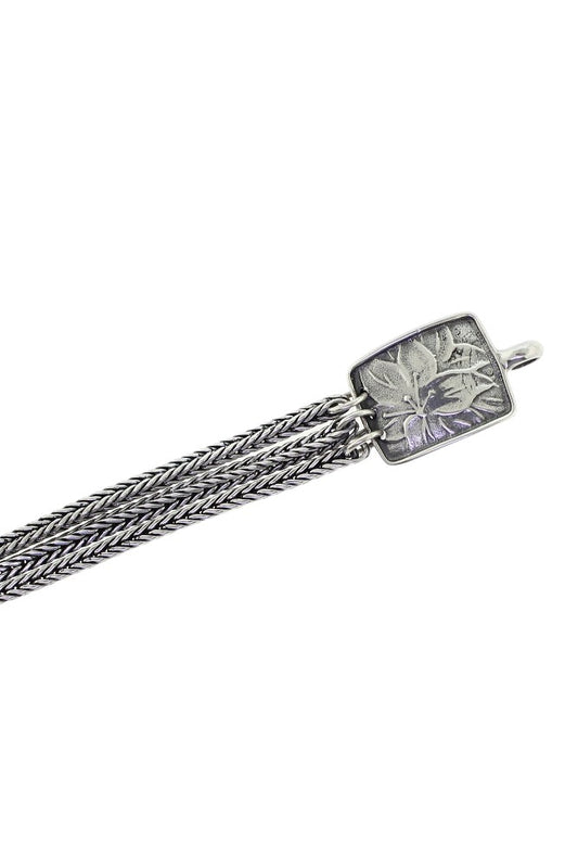 Tabra Connector Bracelet Chain-Silver 3-Strand Floral CBR33