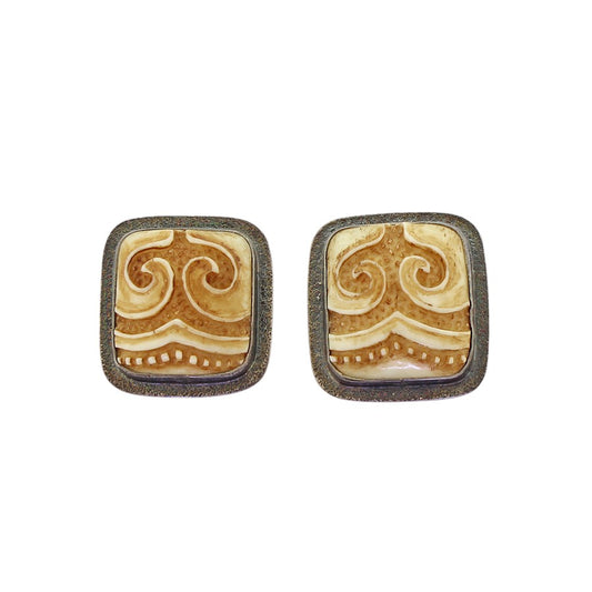 Tabra Bone Carving Post Earrings