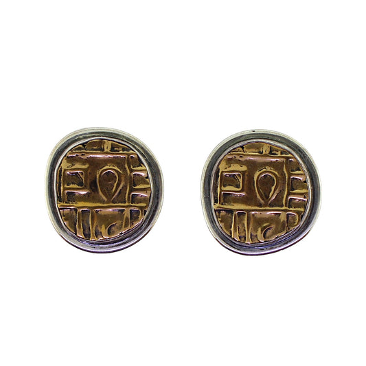 Tabra Bronze Emboss Post Earrings