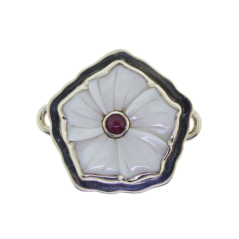 Tabra Mother of Pearl Ruby Flower Charm