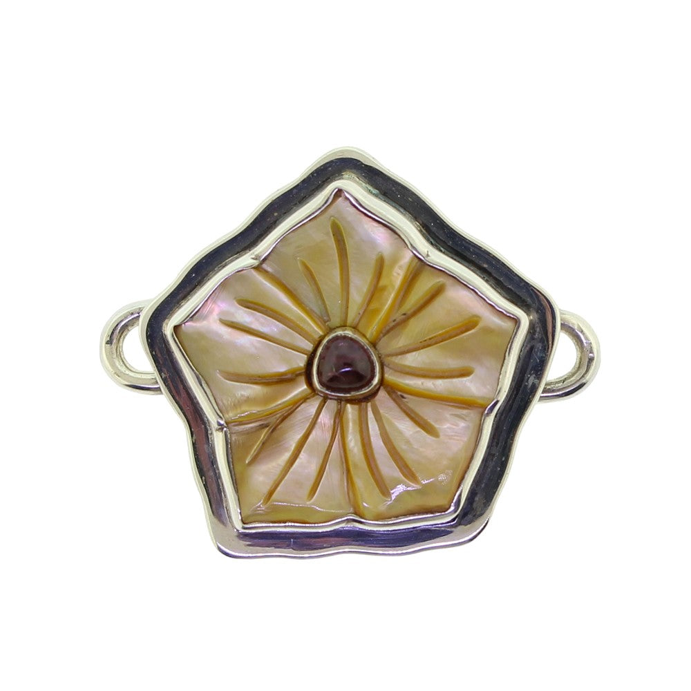 Tabra Mother of Pearl Flower Amethyst Charm