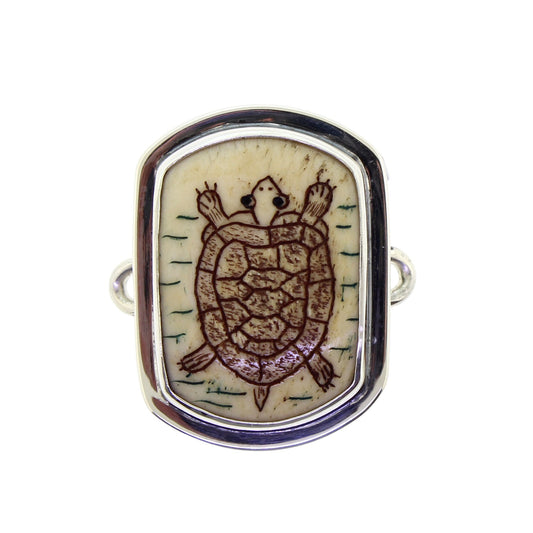 Tabra Bone Carved Turtle Charm