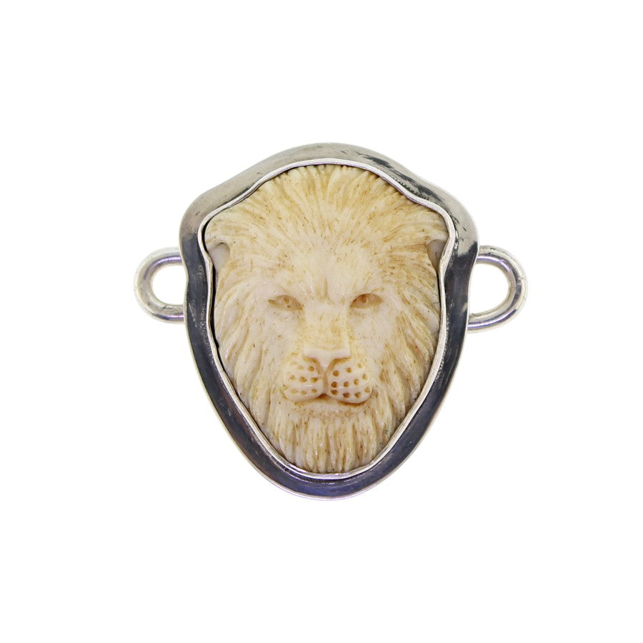 Tabra Carved Bone Lion Charm