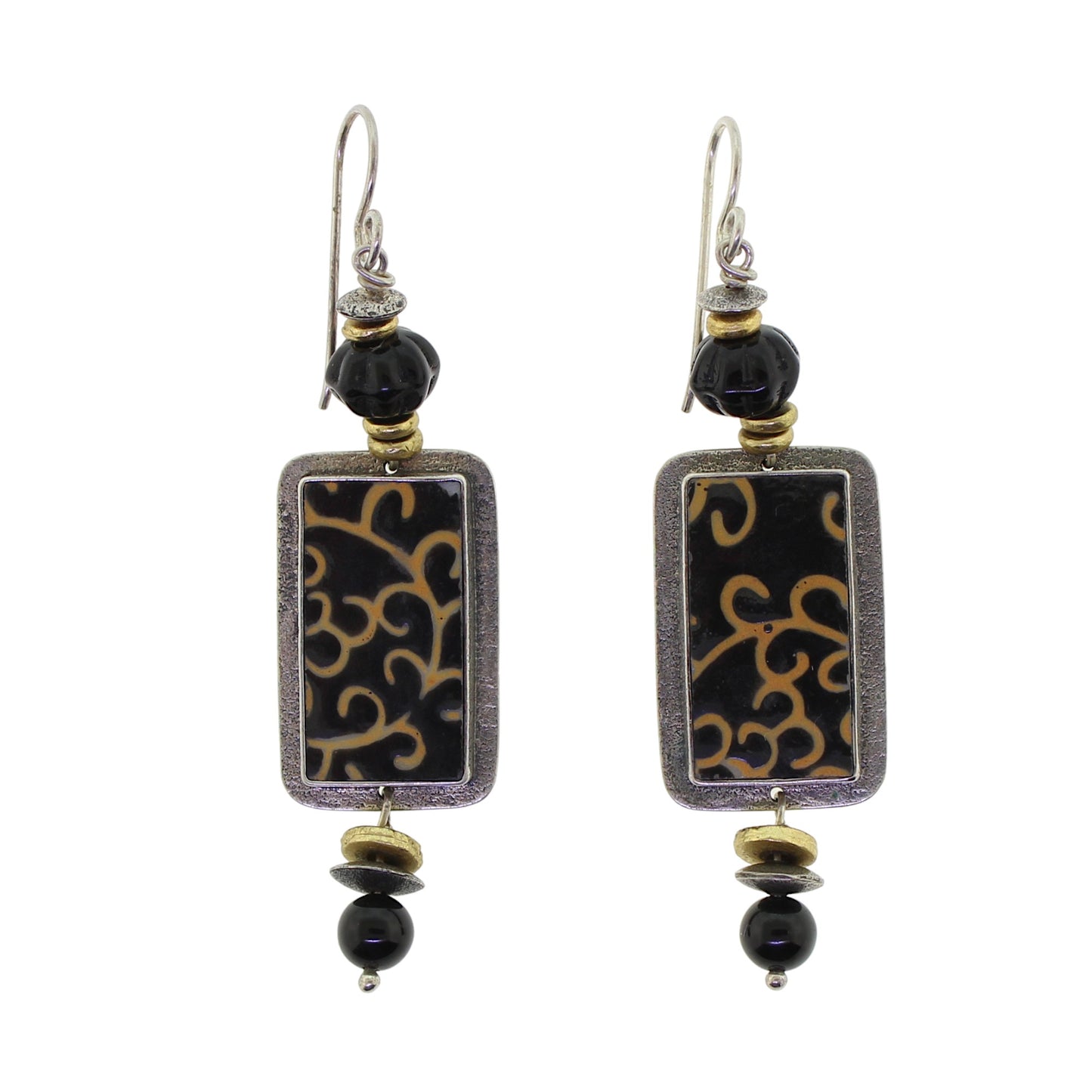 Tabra Porcelain Shard Onyx Beaded Earrings