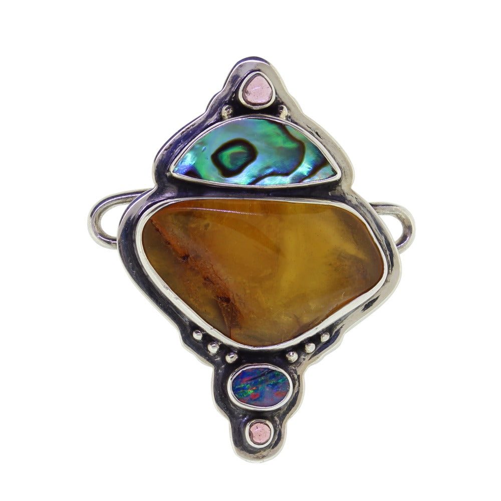 Tabra Amber Turquoise Opal Tourmaline Charm