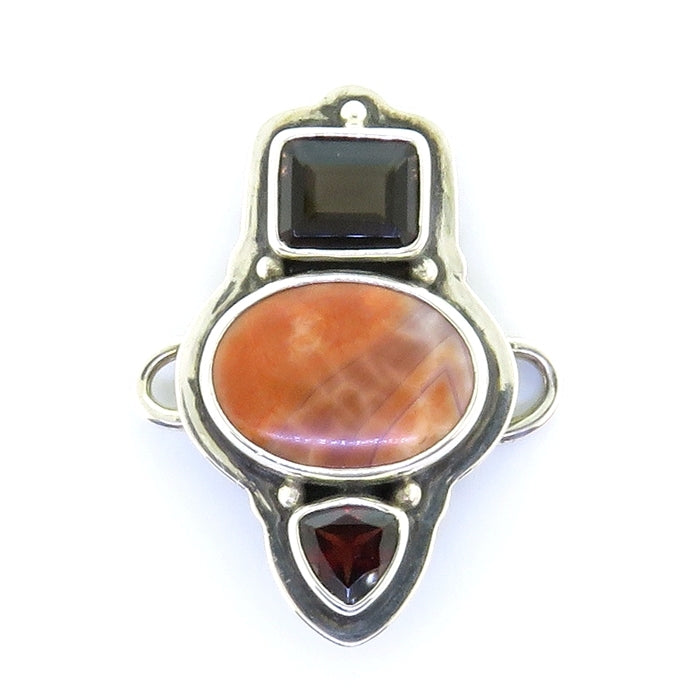 Tabra Fire Agate Garnet and Smokey Topaz Charm