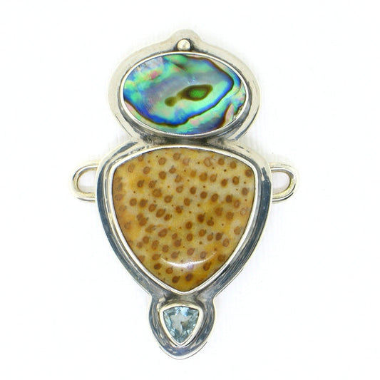 Tabra Paua, Palmwood & Topaz Charm