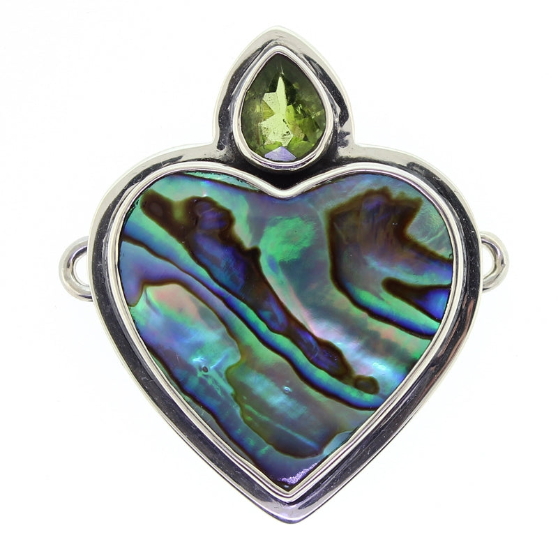 Tabra Paua Heart Peridot Large Charm