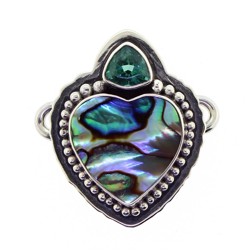 Tabra Paua Heart Green Quartz Charm