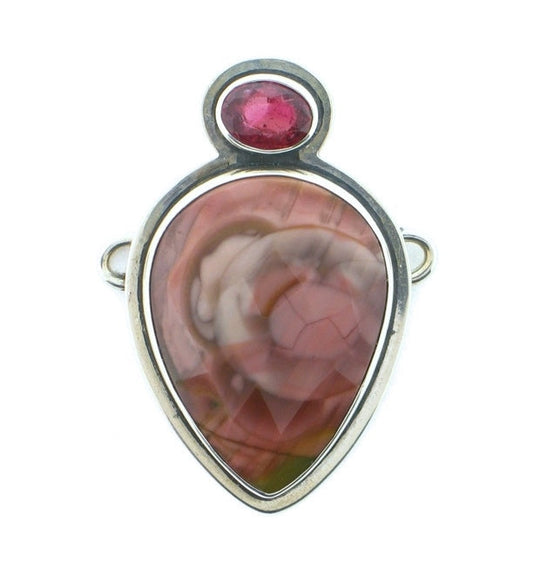 Tabra Mauve Agate Faceted and Pink Tourmaline Charm