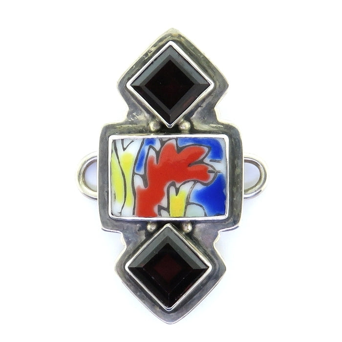 Tabra Porcelain Shard and Faceted Garnet Charm
