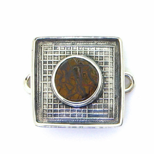 Tabra Boulder Opal Silver Emboss Charm