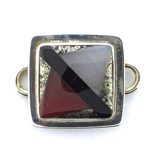 Tabra Hematite, Onyx and Carnelian Charm