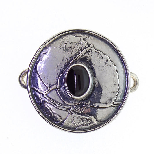 Tabra Silver Bamboo Emboss Onyx Charm