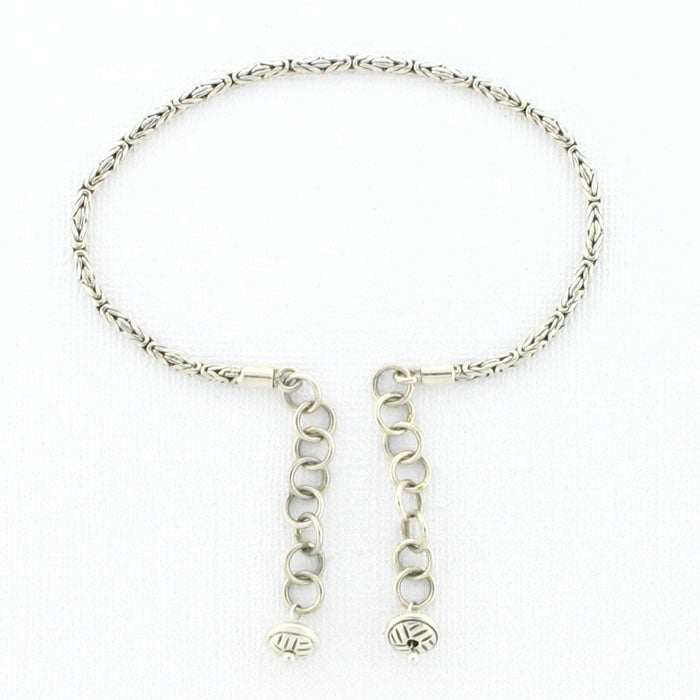 Tabra Sterling Silver Connector Anklet Chain - Bali Link