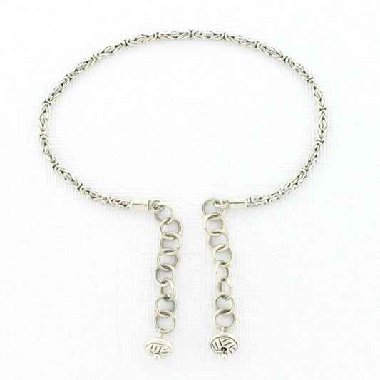 Tabra Sterling Silver Connector Anklet Chain - Bali Link