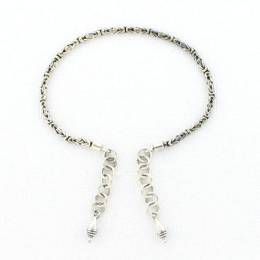 Tabra Sterling Silver Connector Anklet Chain Bali Link