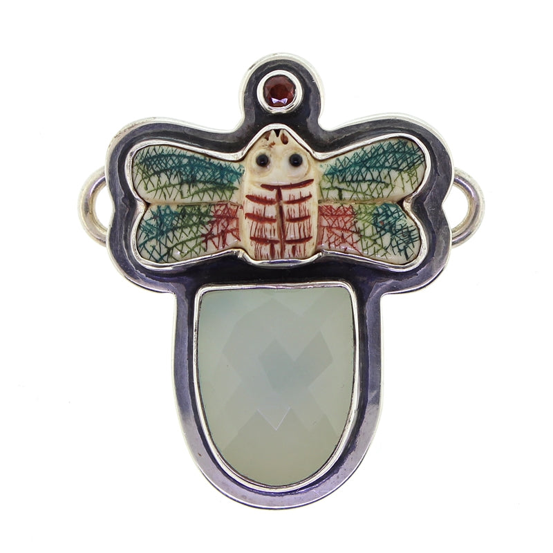 Tabra Bone Butterfuly Chalcedony Charm