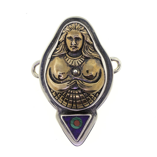 Tabra Bronze Earth Goddess & Lapis Charm