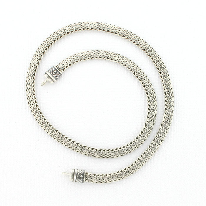 Tabra Sterling Silver Necklace Chain Narrow Flat Woven