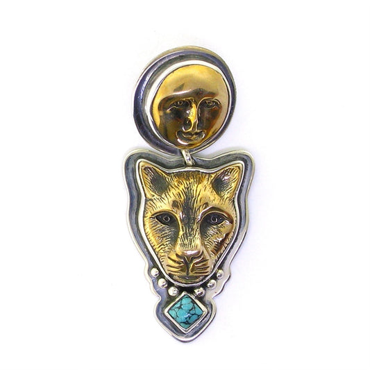 Tabra Bronze Jaguar Moon Goddess Pendant