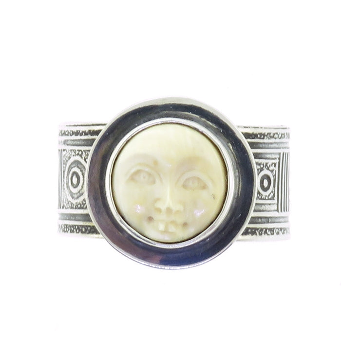 Tabra Bone Moon Face Ring