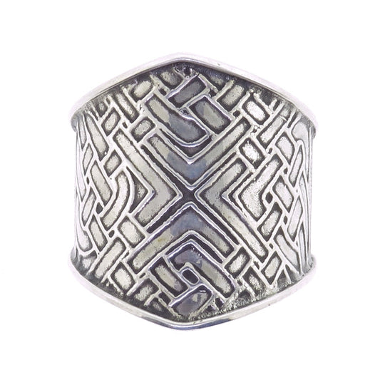 Tabra Sterling Silver Embossed Cuff Ring