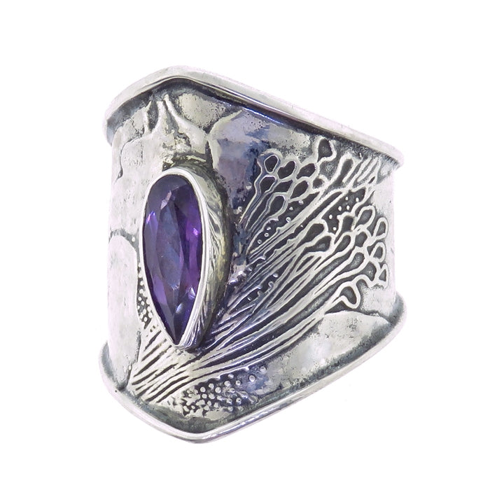 Tabra Amethyst Silver Cuff Ring