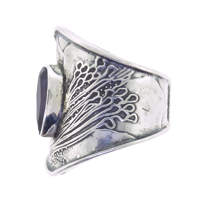 Tabra Amethyst Silver Cuff Ring