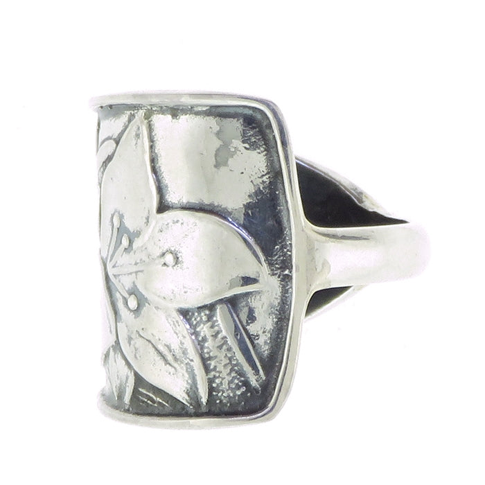 Tabra Sterling Silver Floral Emboss Ring