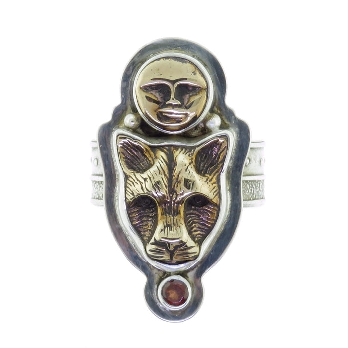 Tabra Bronze Moonface and Jaguar Ring