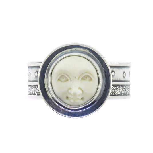 Tabra Bone Moon God Adjustable Ring