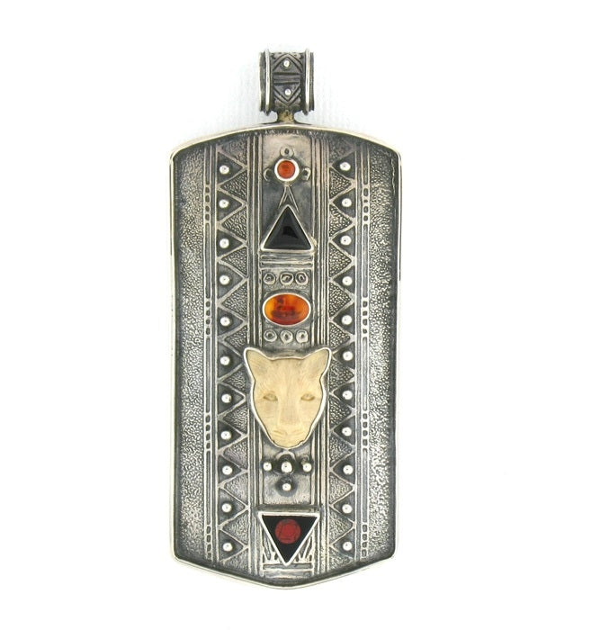 Tabra Bone Jaguar Talisman Amber Onyx Jasper