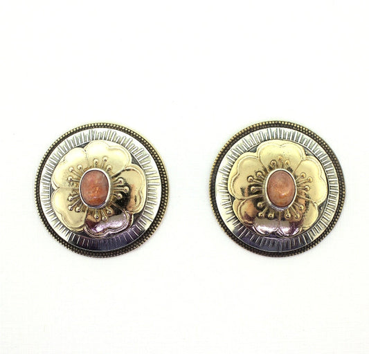 Tabra Silver and Gold Fill Floral Vintage Post Earrings
